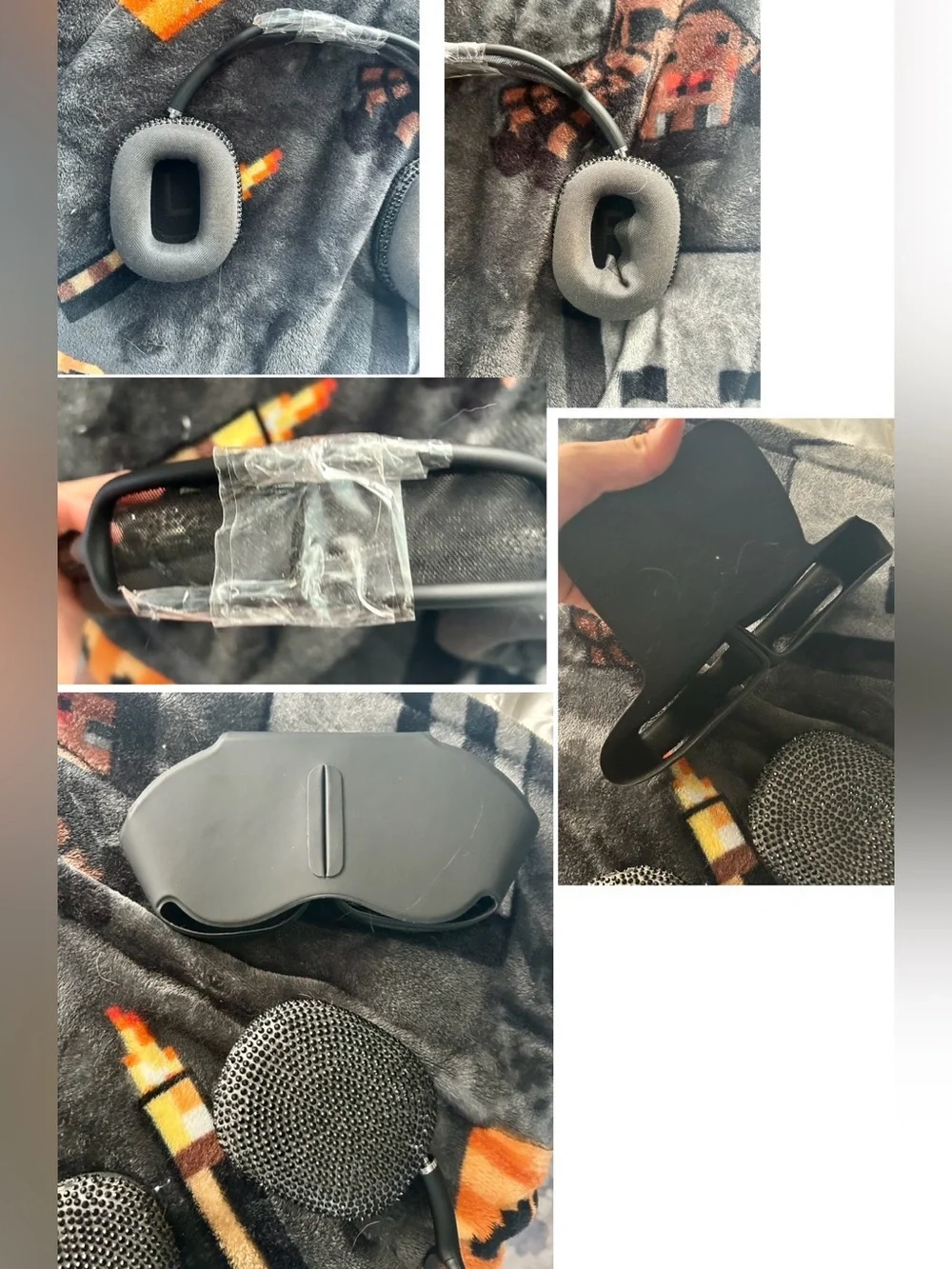 apple headphones with box & rhinestone cases